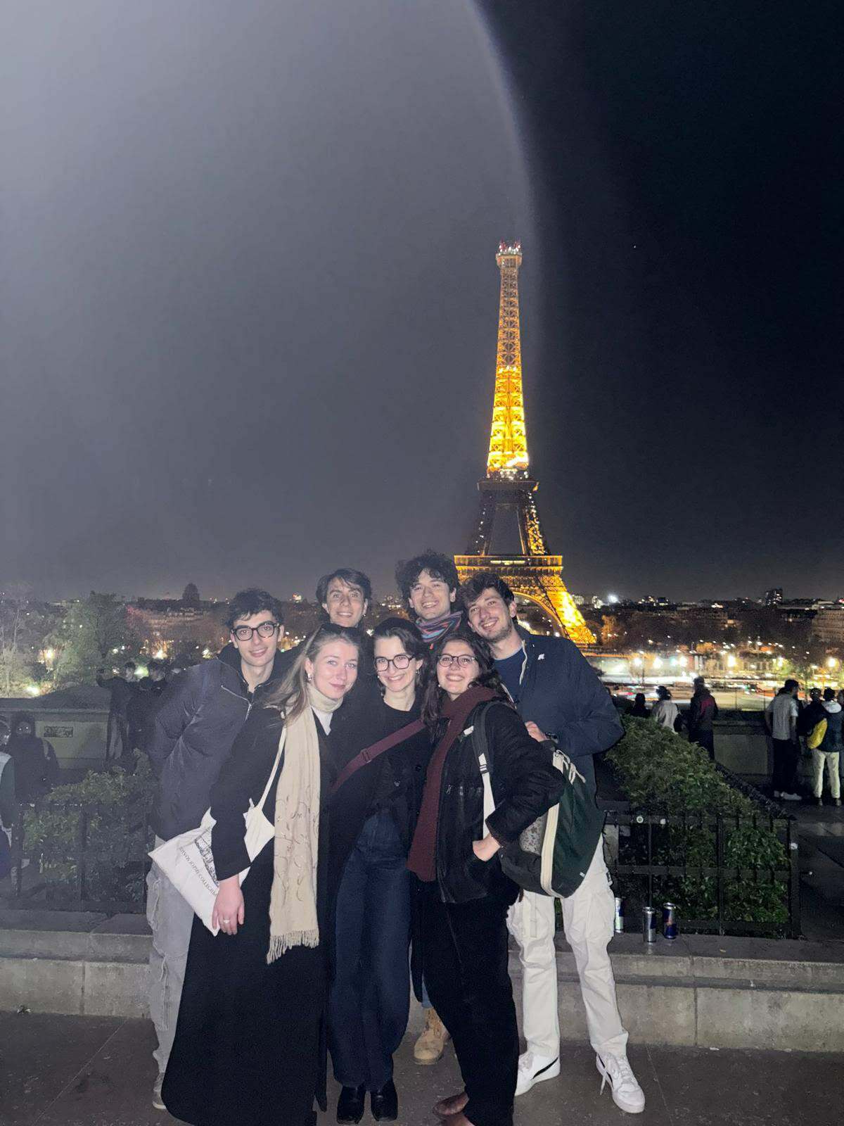 My friends and me in front of the Eiffel tower