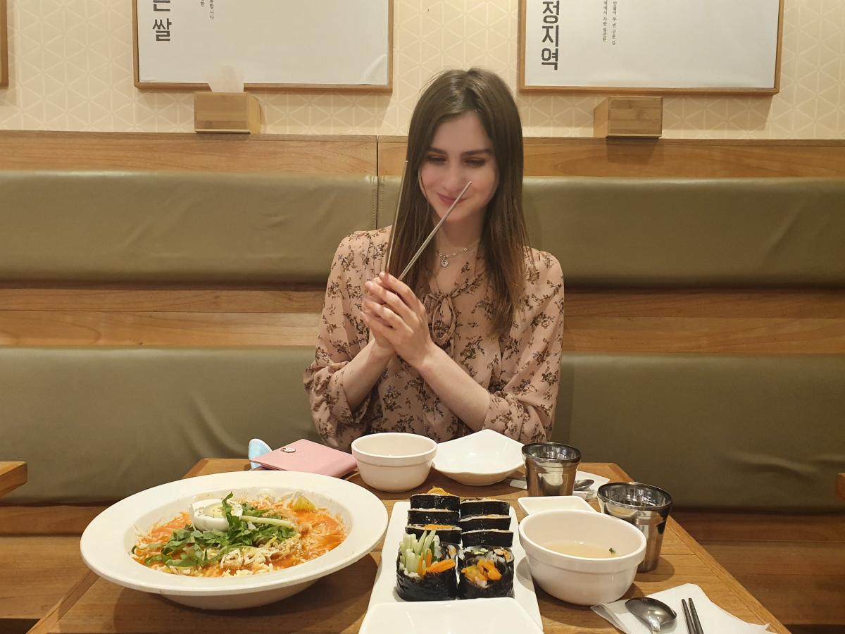 Table with traditional Korean food