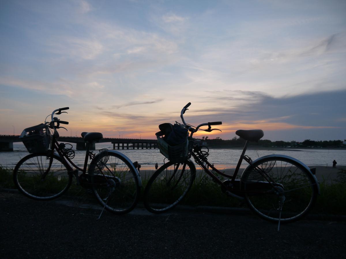 bikes at sunset