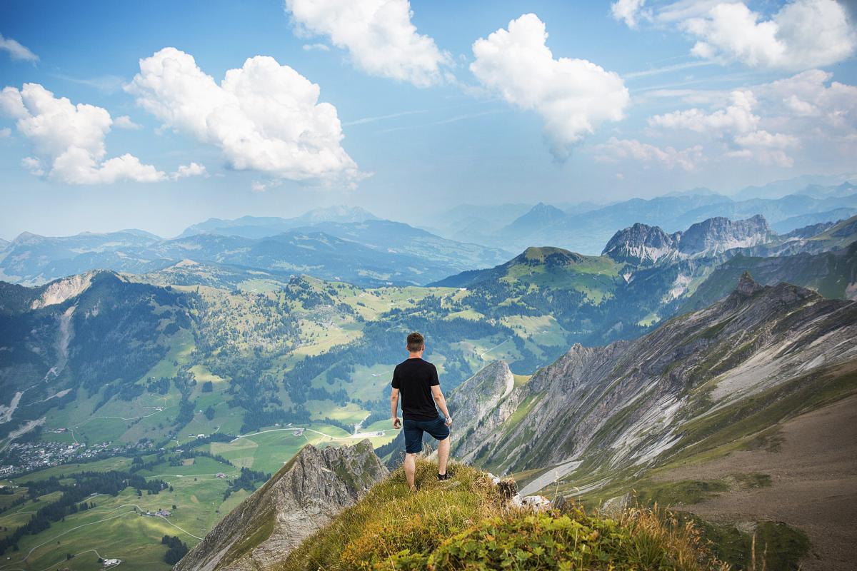 biy looking at mountains view