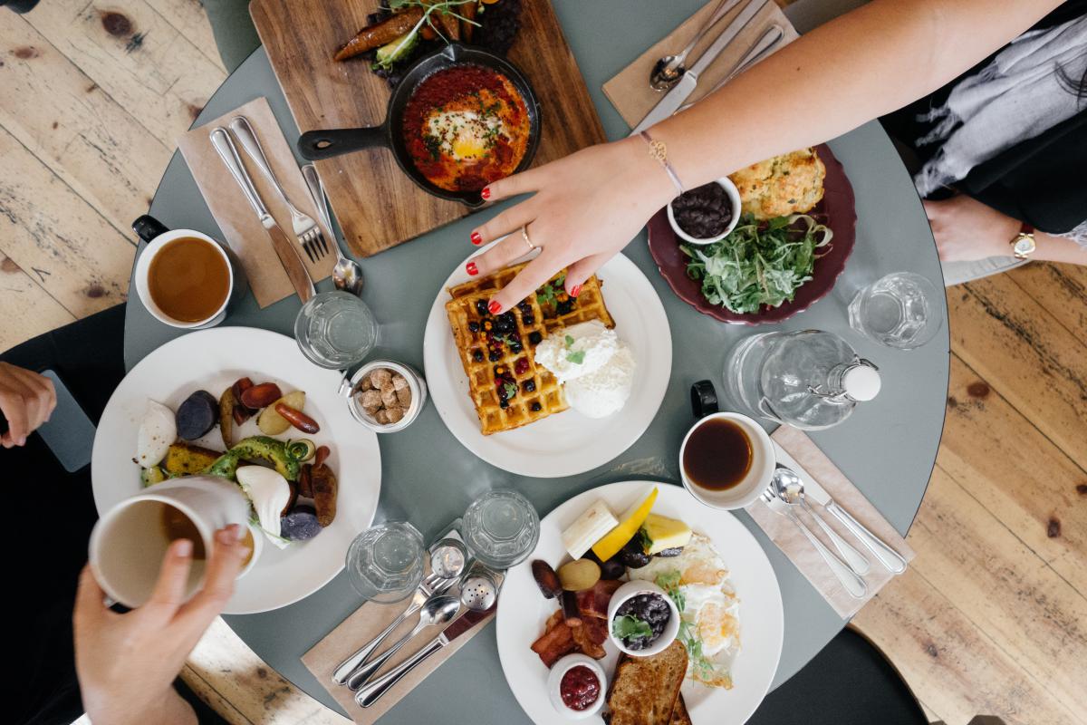 food on table, top view