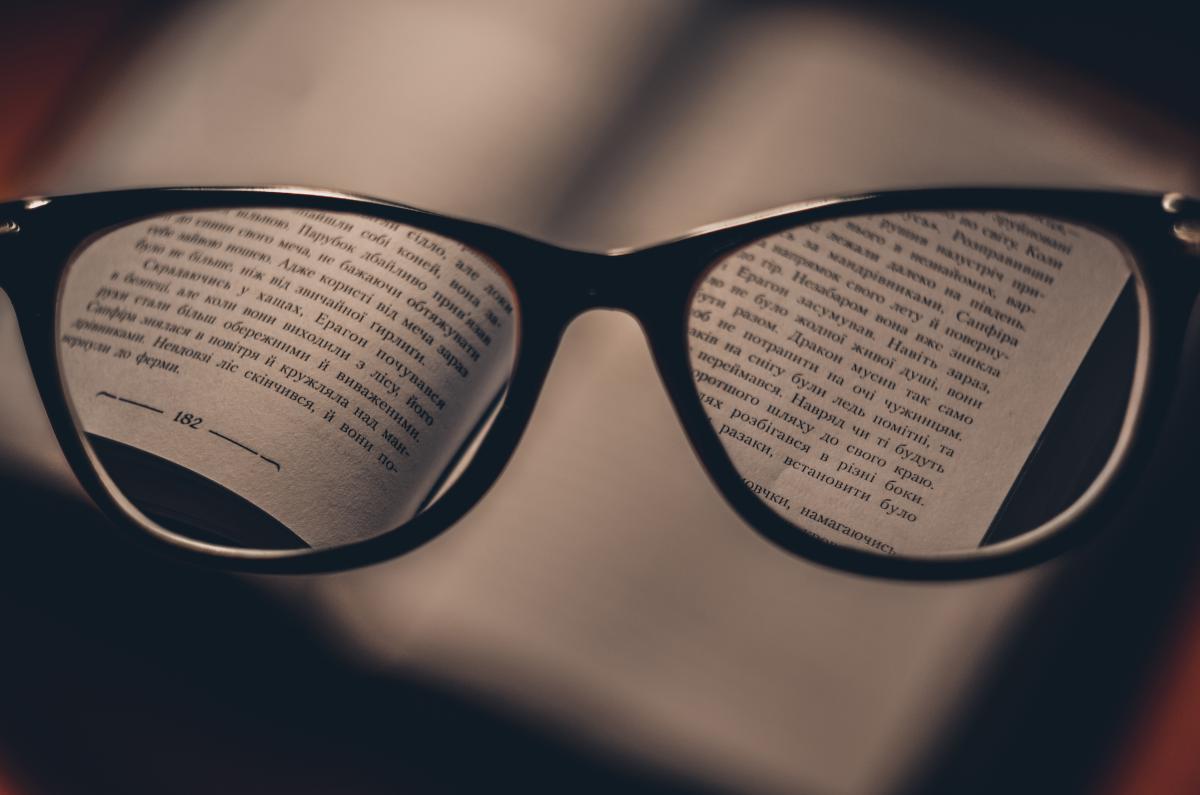 glasses on book