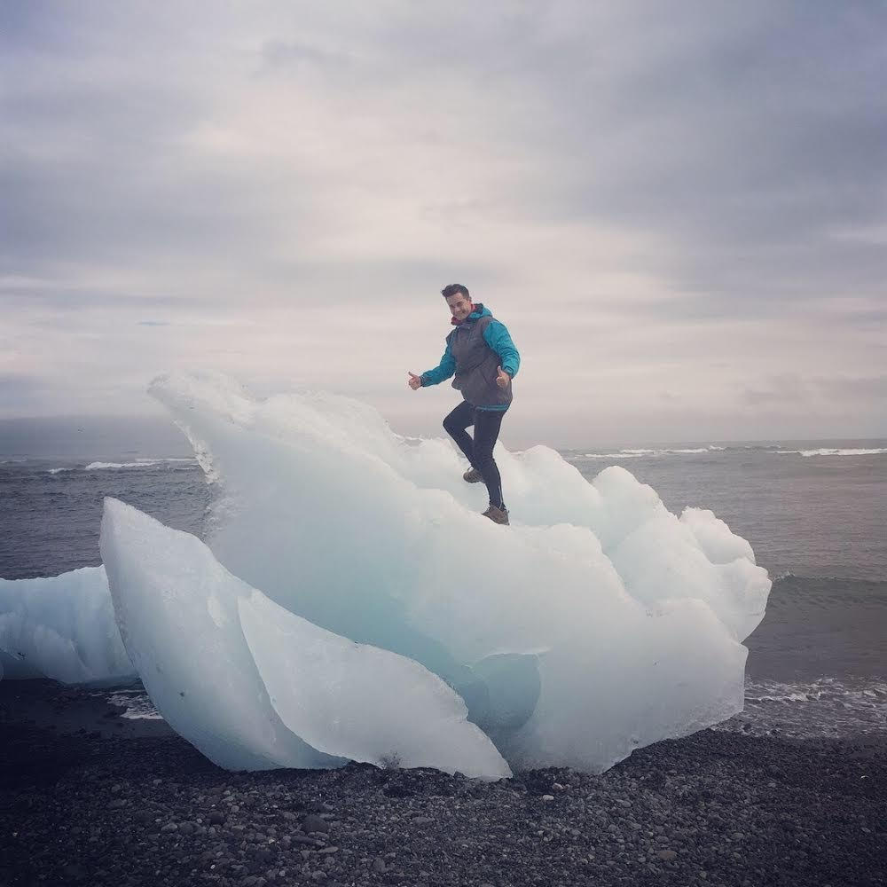 man on a big piece of ice