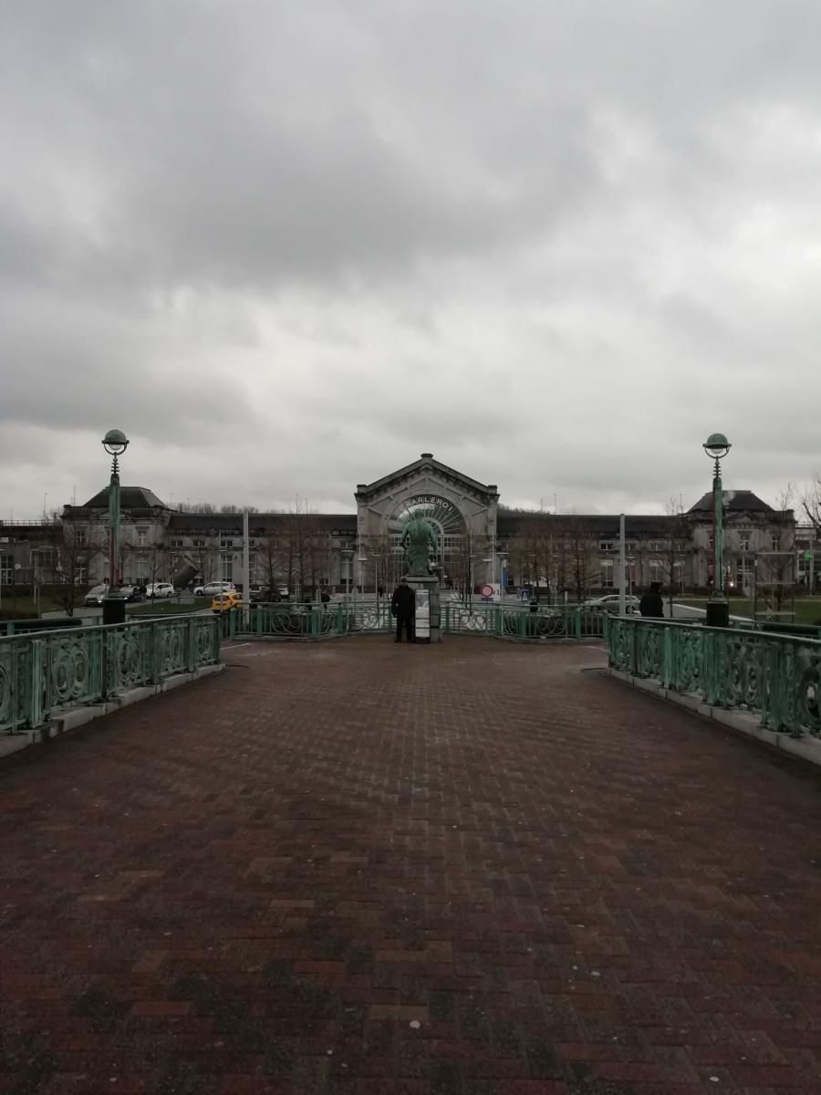 station entrance with statue