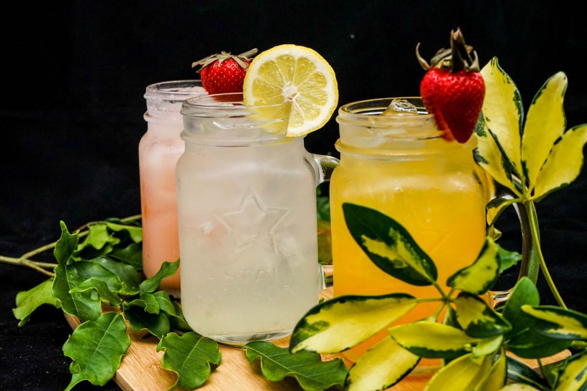 fancy juices with lemon and herbs