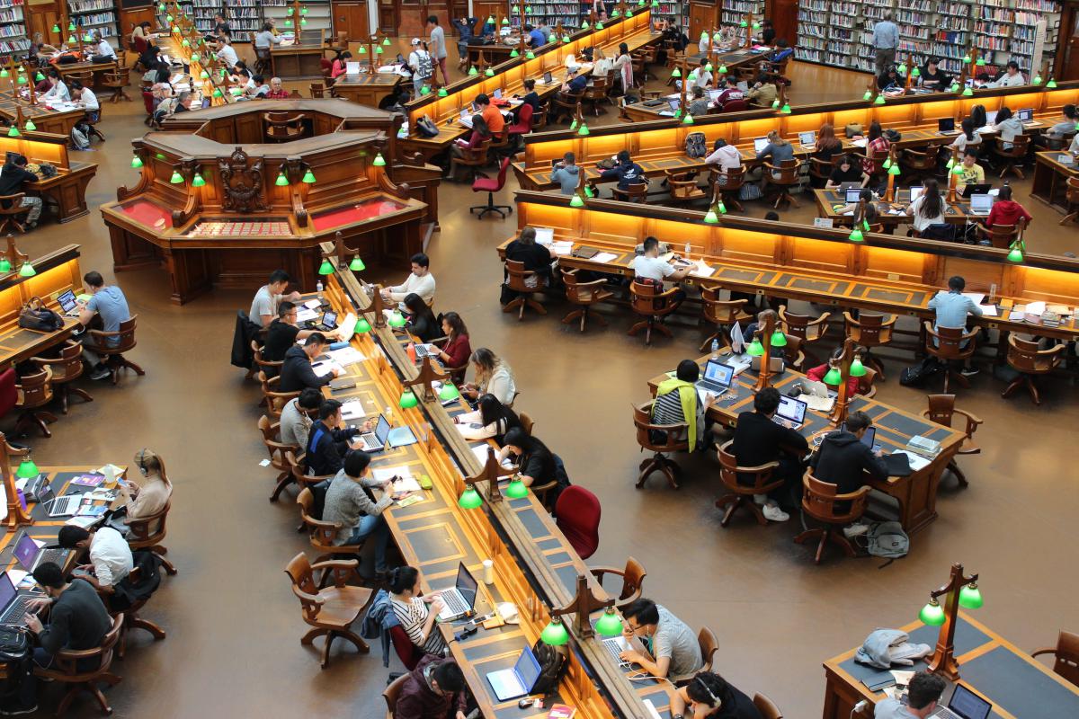 people studying in library campus