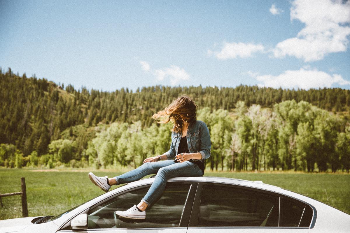 woman on car