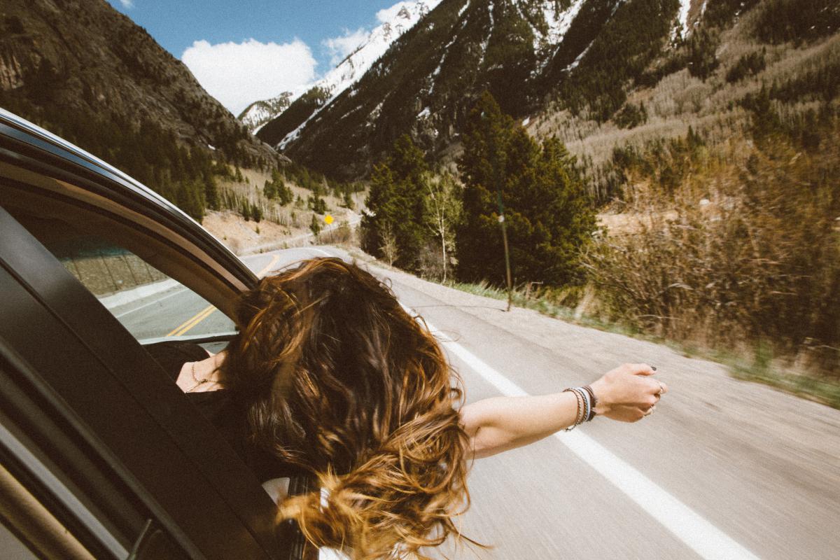 woman in car