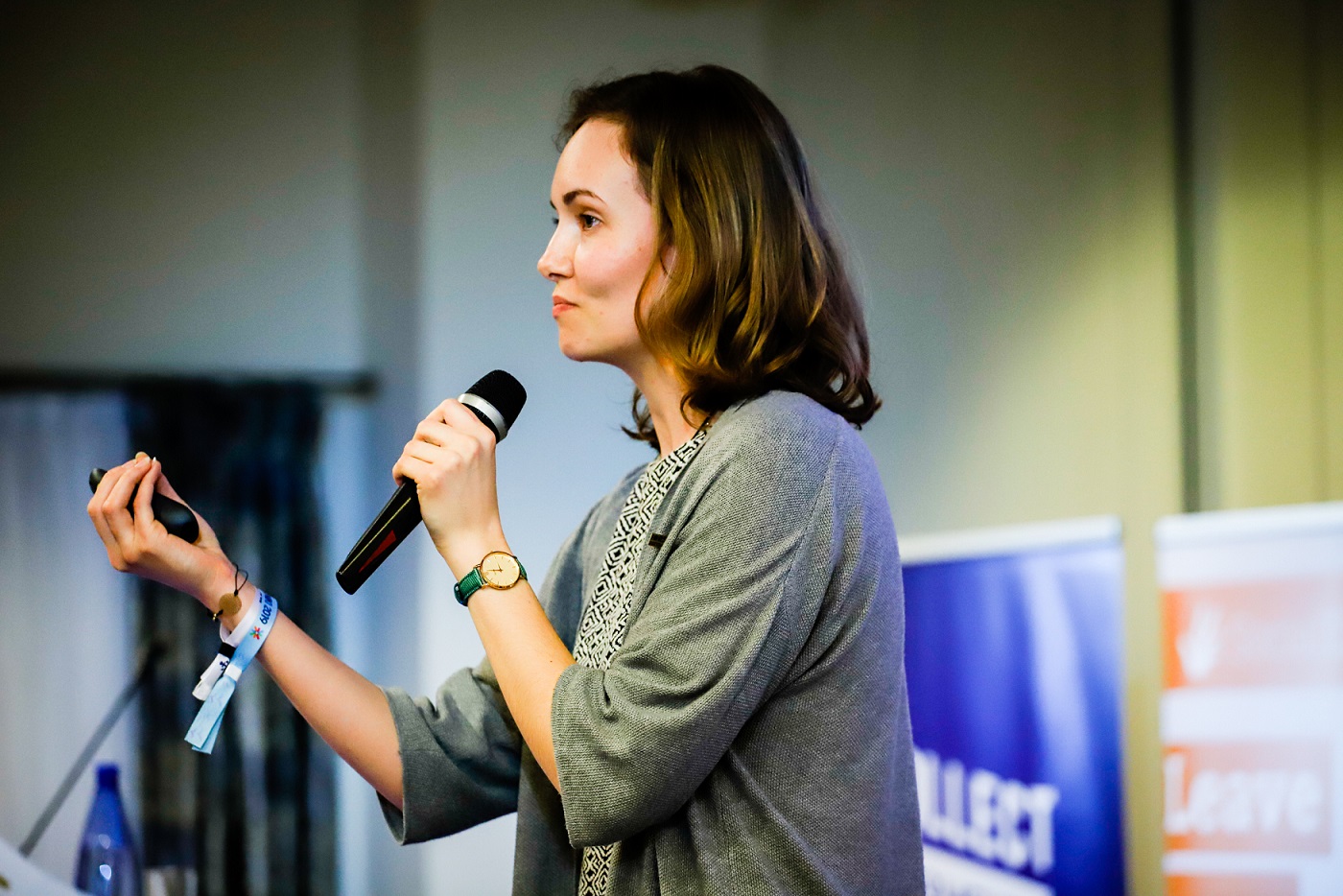 woman talking on stage