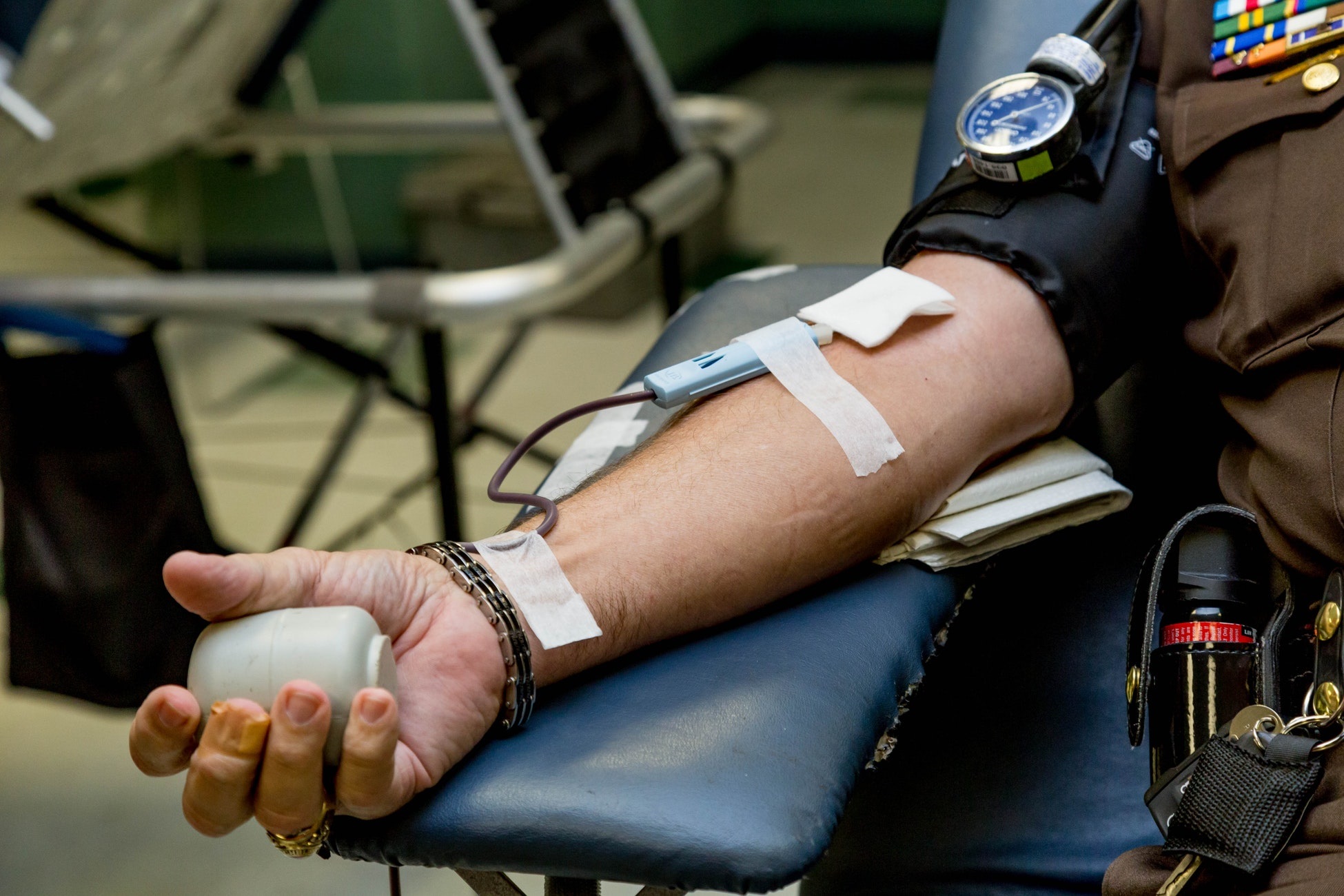 blood donation,close-up on arm