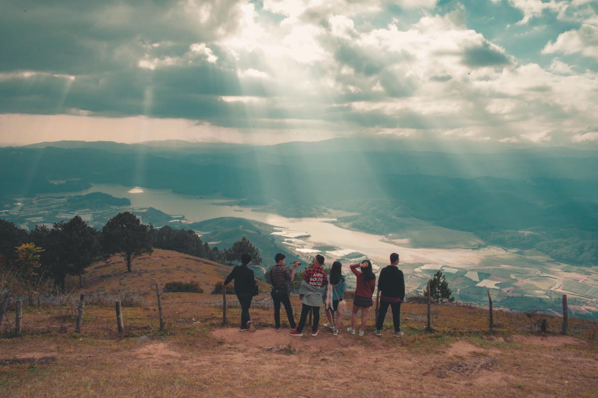 people looking at landscape