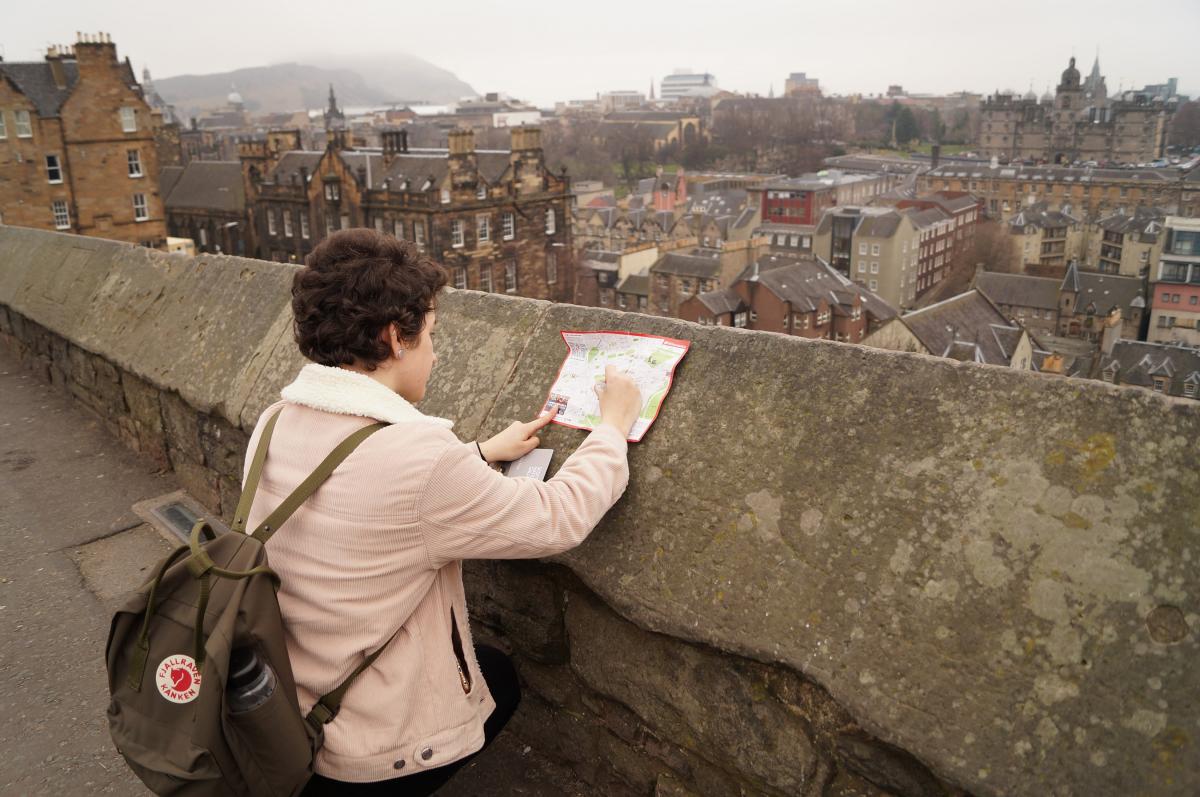 looking at the map of the city