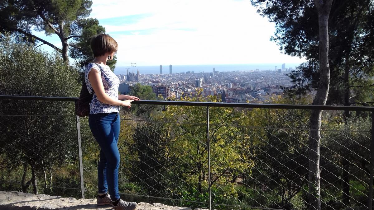 woman looking at lanscape