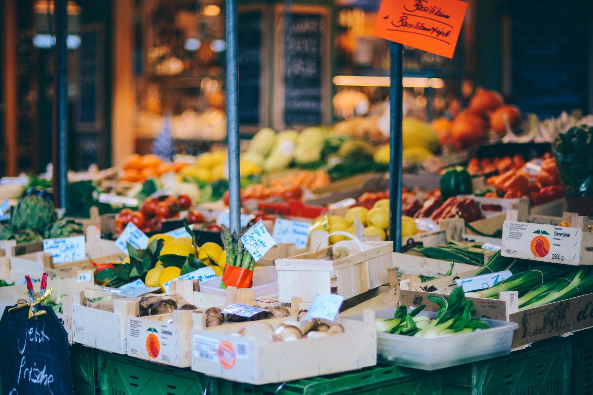 fruits and vegetables at market