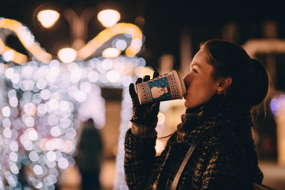 woman sipping coffee