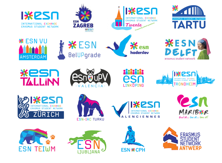 lots of esn logos of local sections