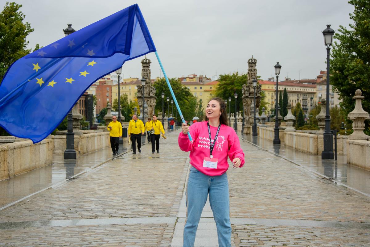 woman with eu flag