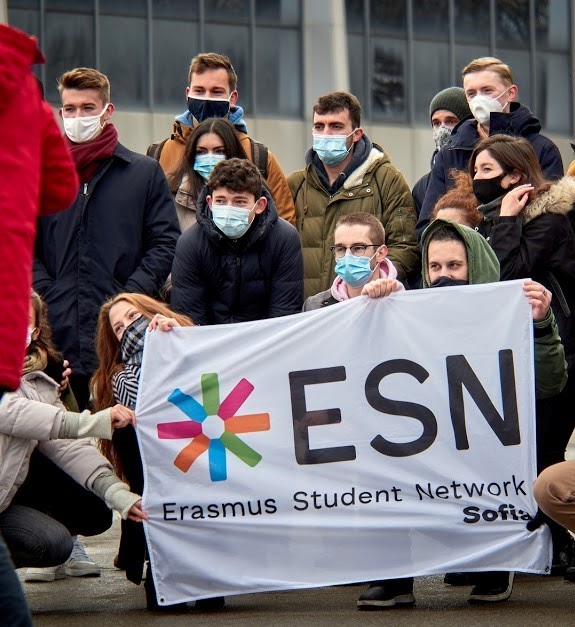 young people behind ESN flag