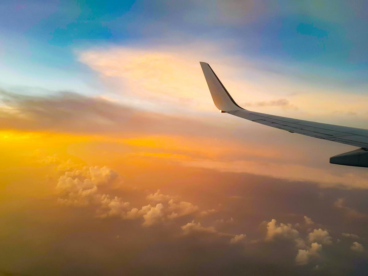 plane's wing in sky