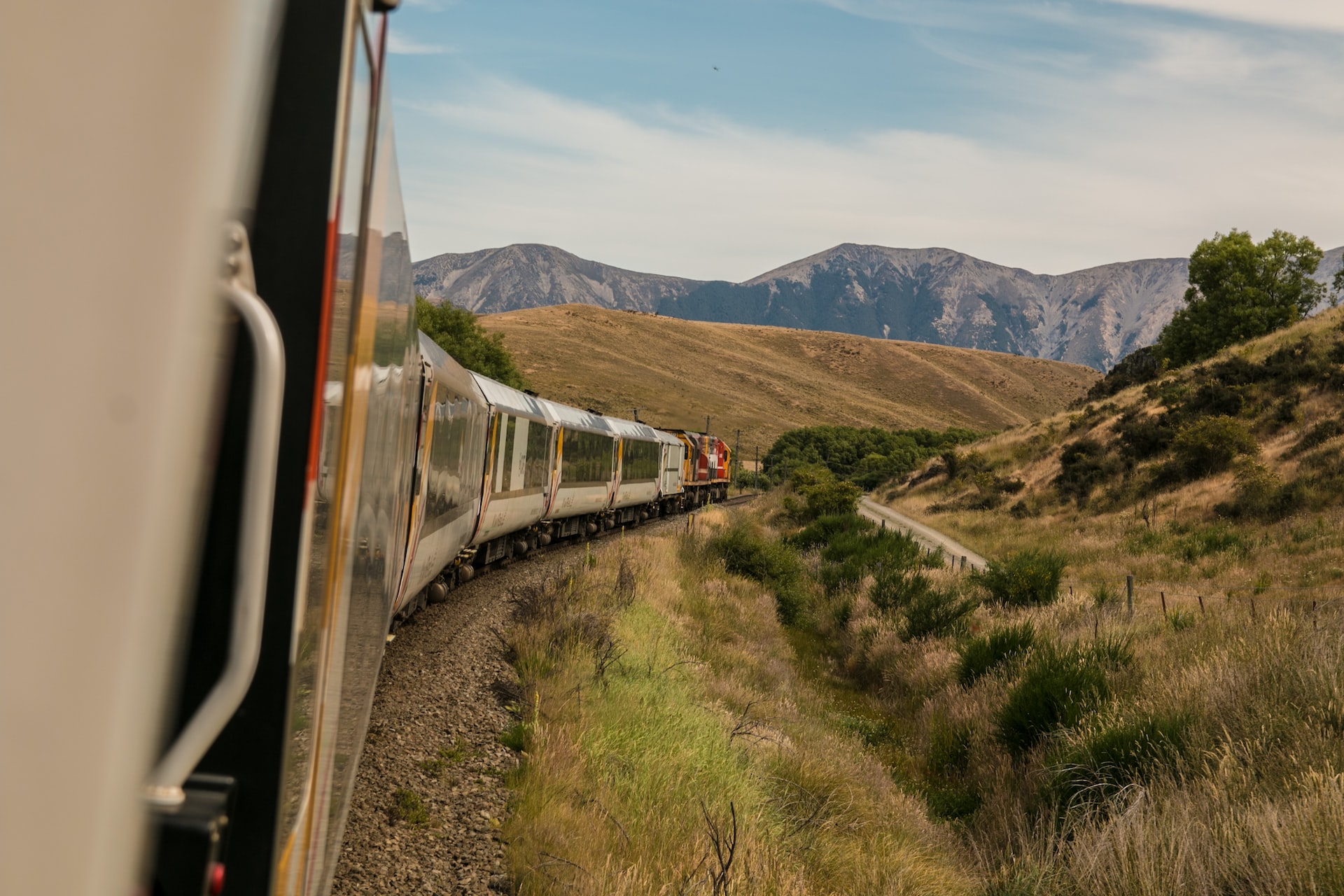 A picture of a train in natural surrounding