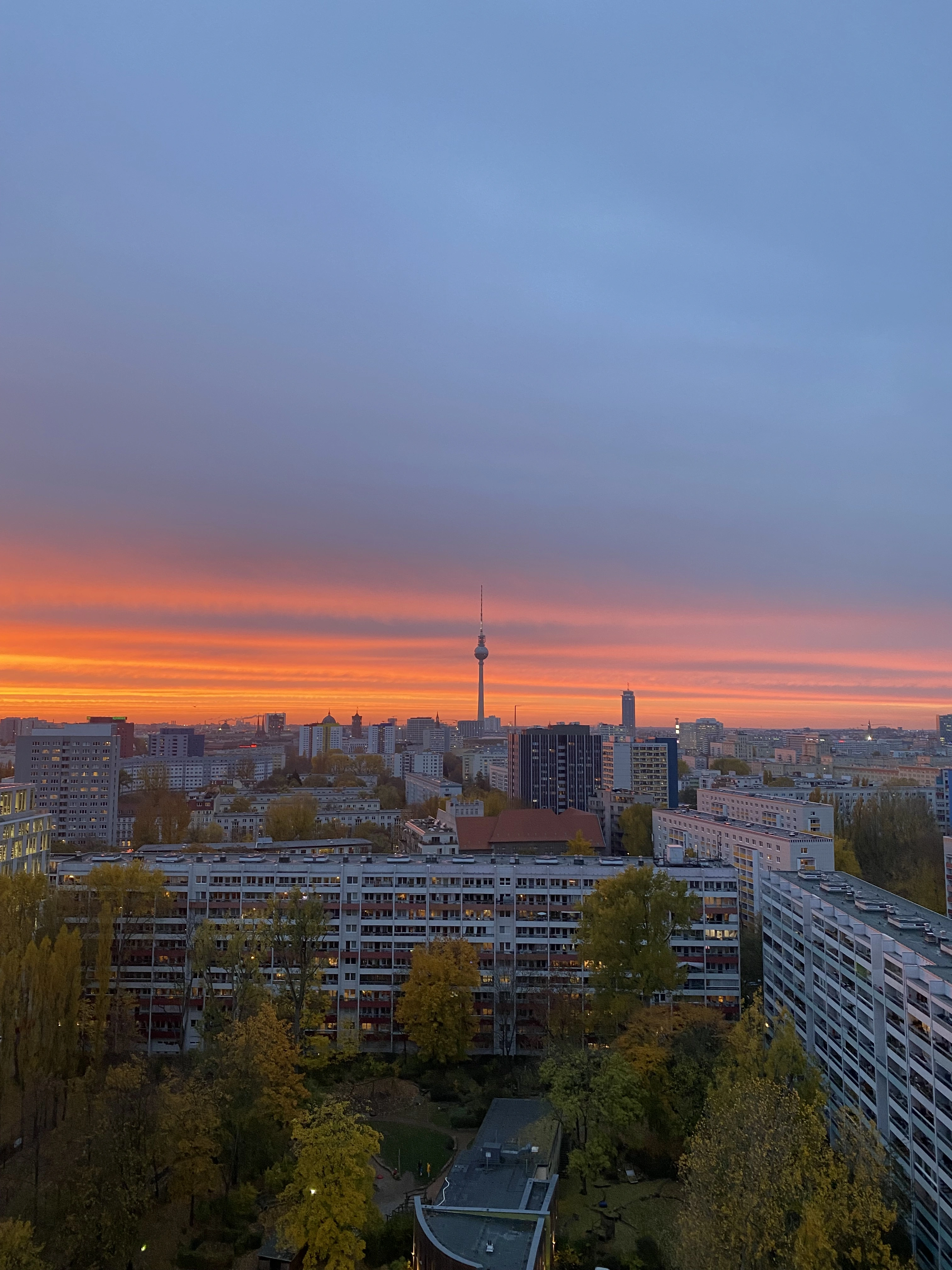 A view on the Berlin's skyline, at sunset