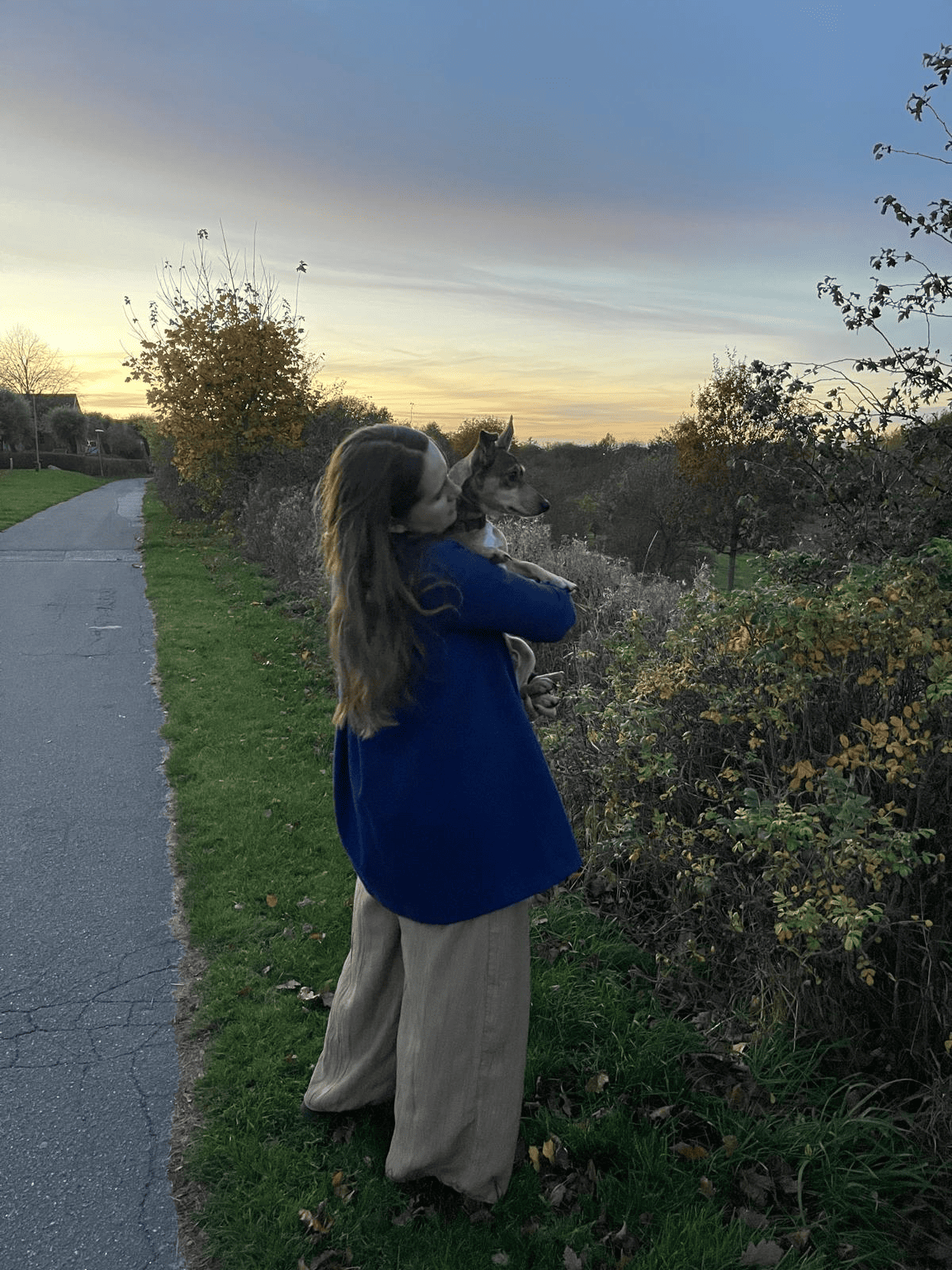 Joanna with her dog.