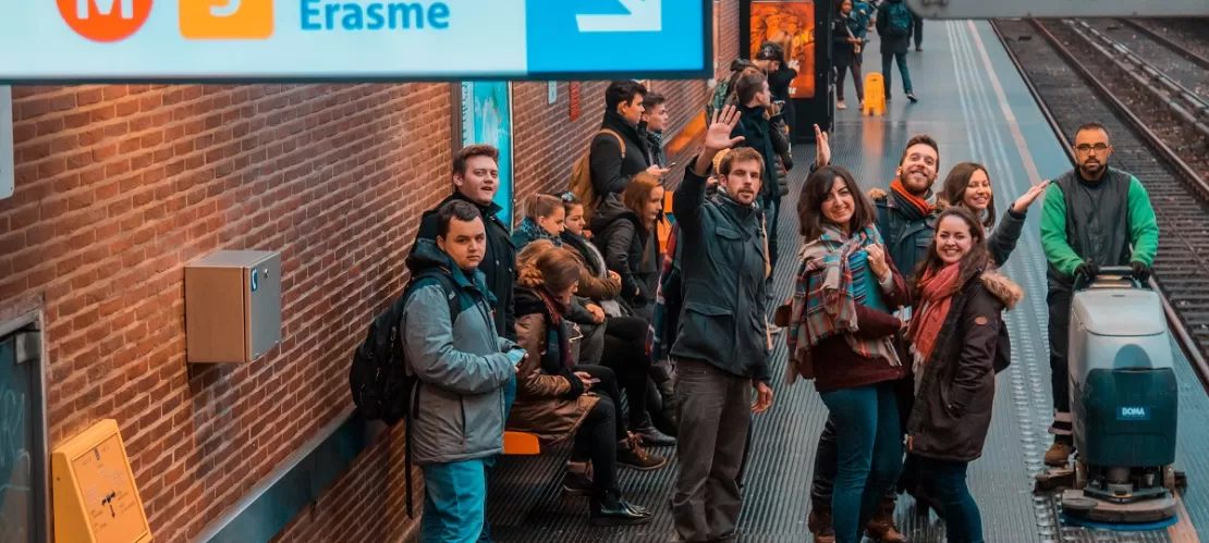 people waiting at metro station