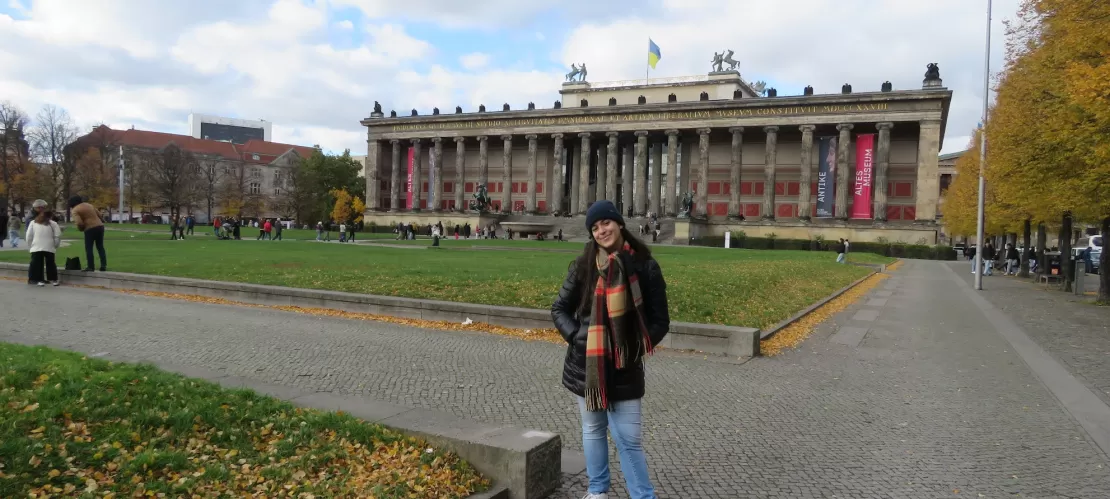 In Berlin's Museum Island, in front of the building of the Altes Museum
