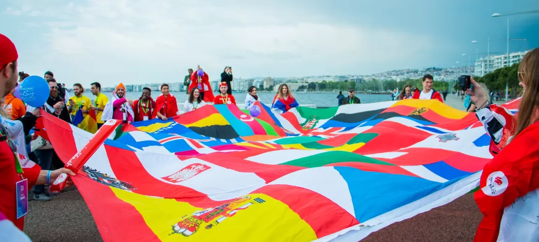 people holding a flag