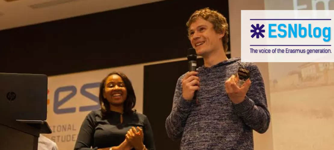 Person on a stage giving a speech