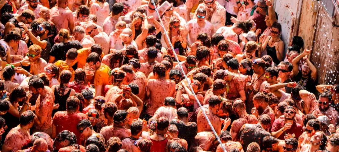 people in tomatina, spain