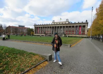 In Berlin's Museum Island, in front of the building of the Altes Museum