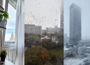 Image showing Warsaw in different seasons: summer, autumn and winter.