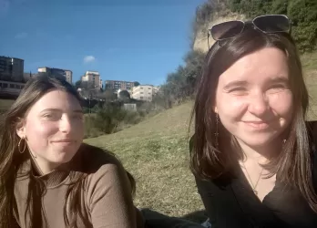 Two girls taking a selfie