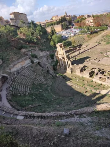 Ruins of an ancient theatre viewed from above (theatre in Volterra)